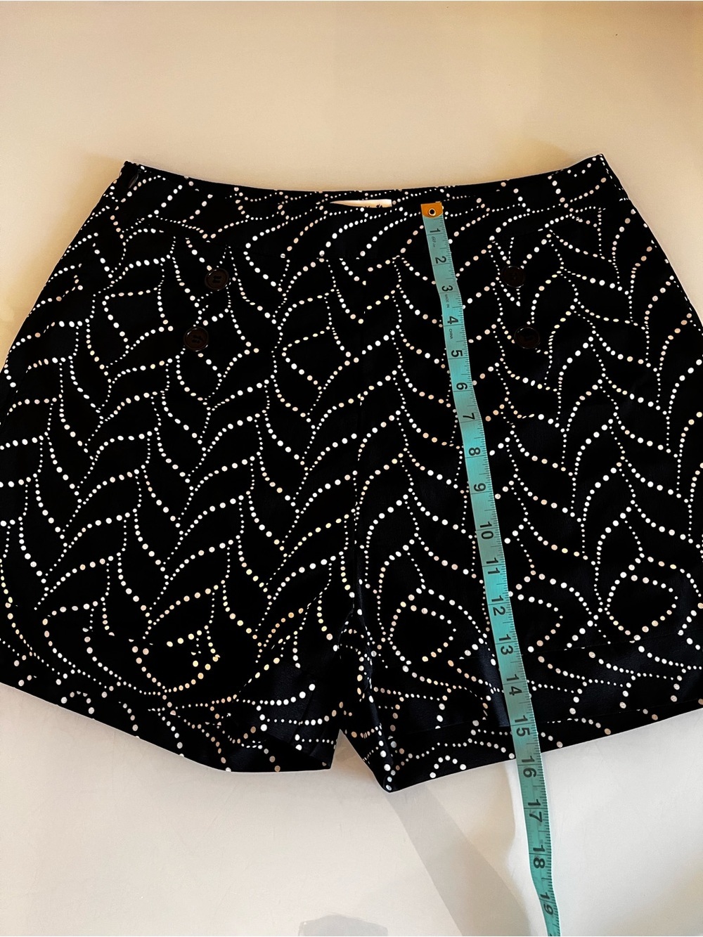 Molly Bracken Black Dot Print High Waist Tailored Shorts French Chic M - Picture 6 of 13